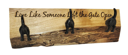 Dog Butt Leash Hooks on Live Edge Board