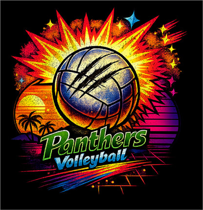 Panther Volleyball Retro Tee, Hoodie or Tank Black