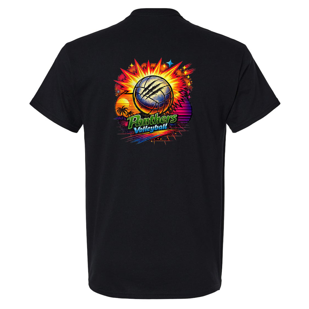 Panther Volleyball Retro Tee, Hoodie or Tank Black