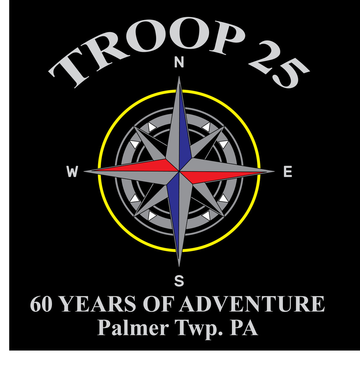 Troop 25 Tee Shirt - 60 Years - Black